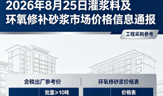 武鸣2026年8月25日灌浆料及环氧修补砂浆市场价格信息通报